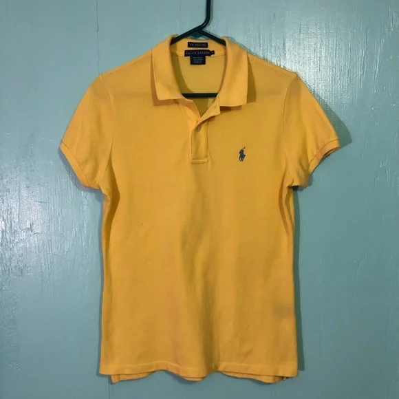 Ralph Lauren yellow boys polo button up collar - Picture 2 of 9